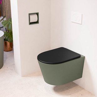 MONDIAZ LAVIE hangend toilet single fire rimless diepspoel Army, Toiletzitting met quick-release & softclose Urban