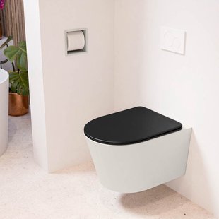 MONDIAZ LAVIE hangend toilet single fire rimless diepspoel Linen, Toiletzitting met quick-release & softclose Urban