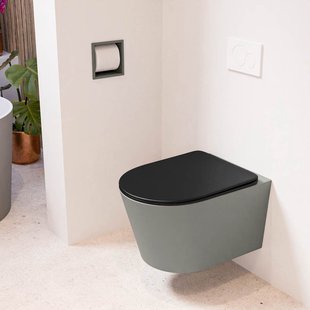 MONDIAZ LAVIE hangend toilet single fire rimless diepspoel Smoke, Toiletzitting met quick-release & softclose Urban