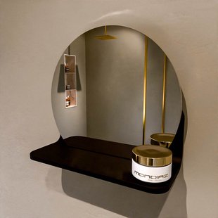 MONDIAZ SPOT spiegel rond 30cm met Spiegelplanchet kleur Urban.