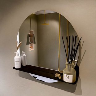 MONDIAZ SPOT spiegel rond 70cm met Spiegelplanchet kleur Urban.