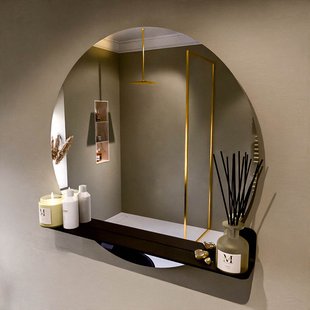 MONDIAZ SPOT spiegel rond 90cm met Spiegelplanchet kleur Urban.