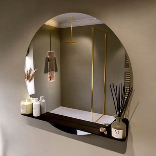 MONDIAZ SPOT spiegel rond 100cm met Spiegelplanchet kleur Urban.