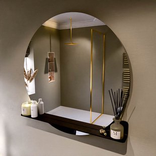 MONDIAZ SPOT spiegel rond 110cm met Spiegelplanchet kleur Urban.