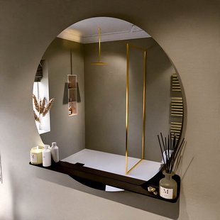 MONDIAZ SPOT spiegel rond 120cm met Spiegelplanchet kleur Urban.