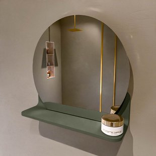 MONDIAZ SPOT spiegel rond 40cm met Spiegelplanchet kleur Army.