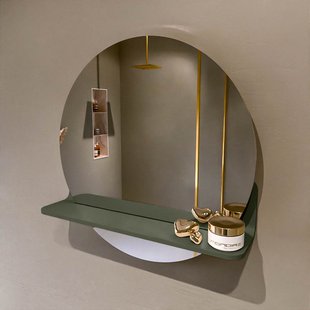MONDIAZ SPOT spiegel rond 50cm met Spiegelplanchet kleur Army.