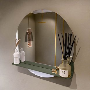 MONDIAZ SPOT spiegel rond 70cm met Spiegelplanchet kleur Army.