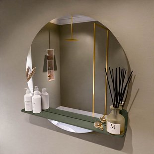 MONDIAZ SPOT spiegel rond 80cm met Spiegelplanchet kleur Army.