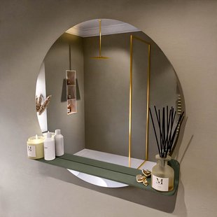 MONDIAZ SPOT spiegel rond 90cm met Spiegelplanchet kleur Army.