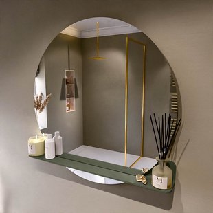 MONDIAZ SPOT spiegel rond 100cm met Spiegelplanchet kleur Army.