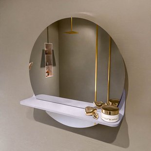 MONDIAZ SPOT spiegel rond 50cm met Spiegelplanchet kleur Cale.