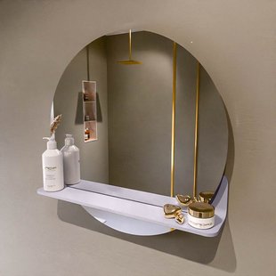 MONDIAZ SPOT spiegel rond 60cm met Spiegelplanchet kleur Cale.