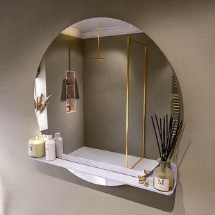 MONDIAZ SPOT spiegel rond 100cm met Spiegelplanchet kleur Cale.