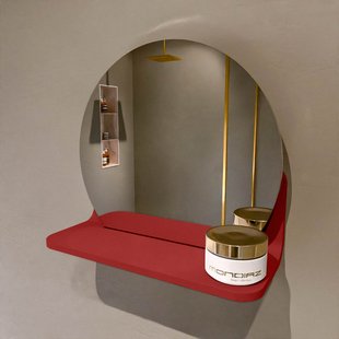 MONDIAZ SPOT spiegel rond 30cm met Spiegelplanchet kleur Fire.