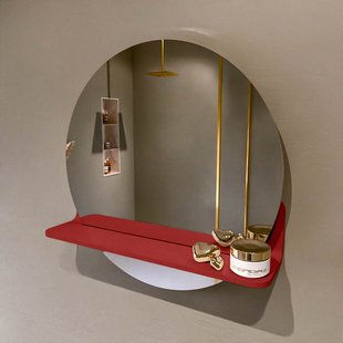 MONDIAZ SPOT spiegel rond 50cm met Spiegelplanchet kleur Fire.