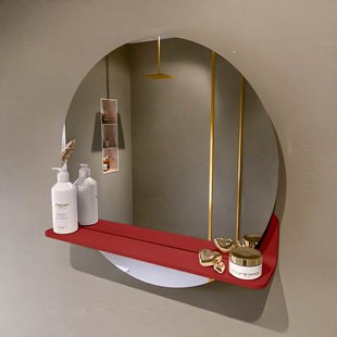 MONDIAZ SPOT spiegel rond 60cm met Spiegelplanchet kleur Fire.