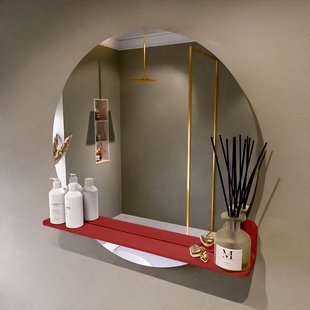 MONDIAZ SPOT spiegel rond 80cm met Spiegelplanchet kleur Fire.