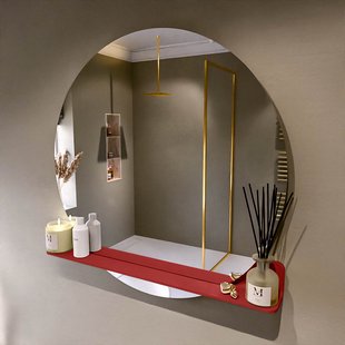 MONDIAZ SPOT spiegel rond 100cm met Spiegelplanchet kleur Fire.