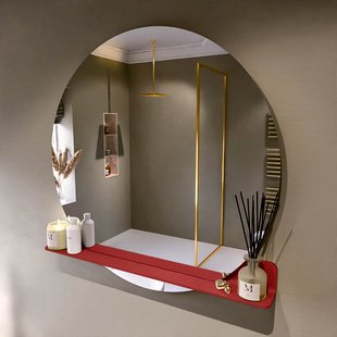 MONDIAZ SPOT spiegel rond 110cm met Spiegelplanchet kleur Fire.