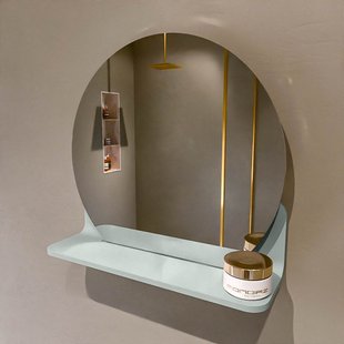 MONDIAZ SPOT spiegel rond 40cm met Spiegelplanchet kleur Greey.