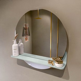 MONDIAZ SPOT spiegel rond 60cm met Spiegelplanchet kleur Greey.