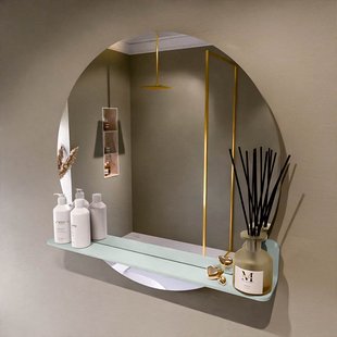 MONDIAZ SPOT spiegel rond 80cm met Spiegelplanchet kleur Greey.