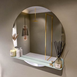 MONDIAZ SPOT spiegel rond 100cm met Spiegelplanchet kleur Greey.