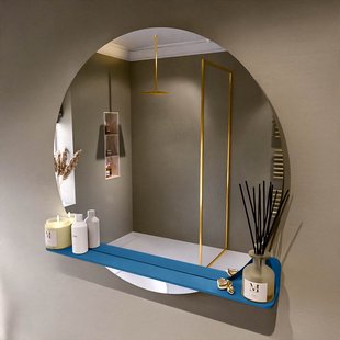 MONDIAZ SPOT spiegel rond 100cm met Spiegelplanchet kleur Jeans.