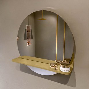 MONDIAZ SPOT spiegel rond 50cm met Spiegelplanchet kleur Oro.