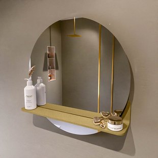 MONDIAZ SPOT spiegel rond 60cm met Spiegelplanchet kleur Oro.