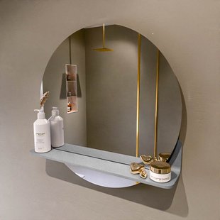 MONDIAZ SPOT spiegel rond 60cm met Spiegelplanchet kleur Plata.