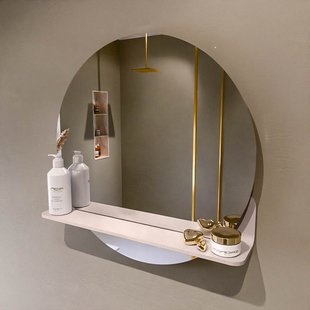 MONDIAZ SPOT spiegel rond 60cm met Spiegelplanchet kleur Rosee.