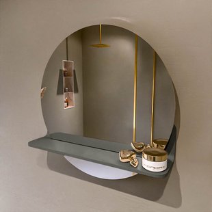 MONDIAZ SPOT spiegel rond 50cm met Spiegelplanchet kleur Smoke.