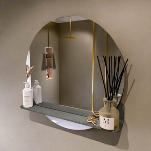 MONDIAZ SPOT spiegel rond 70cm met Spiegelplanchet kleur Smoke.