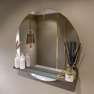 MONDIAZ SPOT spiegel rond 80cm met Spiegelplanchet kleur Smoke.