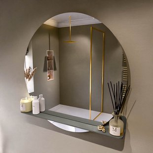 MONDIAZ SPOT spiegel rond 100cm met Spiegelplanchet kleur Smoke.