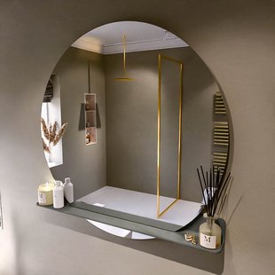 MONDIAZ SPOT spiegel rond 120cm met Spiegelplanchet kleur Smoke.