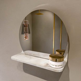 MONDIAZ SPOT spiegel rond 30cm met Spiegelplanchet kleur Frappe.