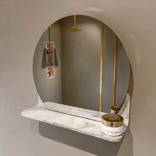 MONDIAZ SPOT spiegel rond 40cm met Spiegelplanchet kleur Frappe.