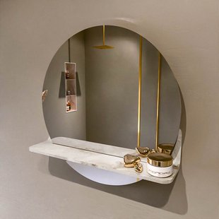 MONDIAZ SPOT spiegel rond 50cm met Spiegelplanchet kleur Frappe.