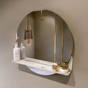 MONDIAZ SPOT spiegel rond 60cm met Spiegelplanchet kleur Frappe.