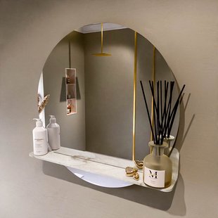 MONDIAZ SPOT spiegel rond 70cm met Spiegelplanchet kleur Frappe.