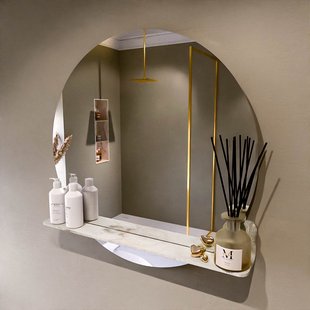 MONDIAZ SPOT spiegel rond 80cm met Spiegelplanchet kleur Frappe.