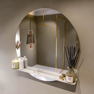 MONDIAZ SPOT spiegel rond 90cm met Spiegelplanchet kleur Frappe.