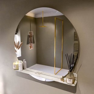 MONDIAZ SPOT spiegel rond 110cm met Spiegelplanchet kleur Frappe.