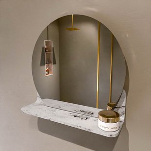 MONDIAZ SPOT spiegel rond 40cm met Spiegelplanchet kleur Glace.