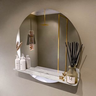 MONDIAZ SPOT spiegel rond 80cm met Spiegelplanchet kleur Glace.