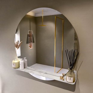 MONDIAZ SPOT spiegel rond 100cm met Spiegelplanchet kleur Glace. MONDIAZ SPOT spiegel rond 100cm met Spiegelplanchet kleur Glace.