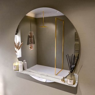 MONDIAZ SPOT spiegel rond 110cm met Spiegelplanchet kleur Glace.